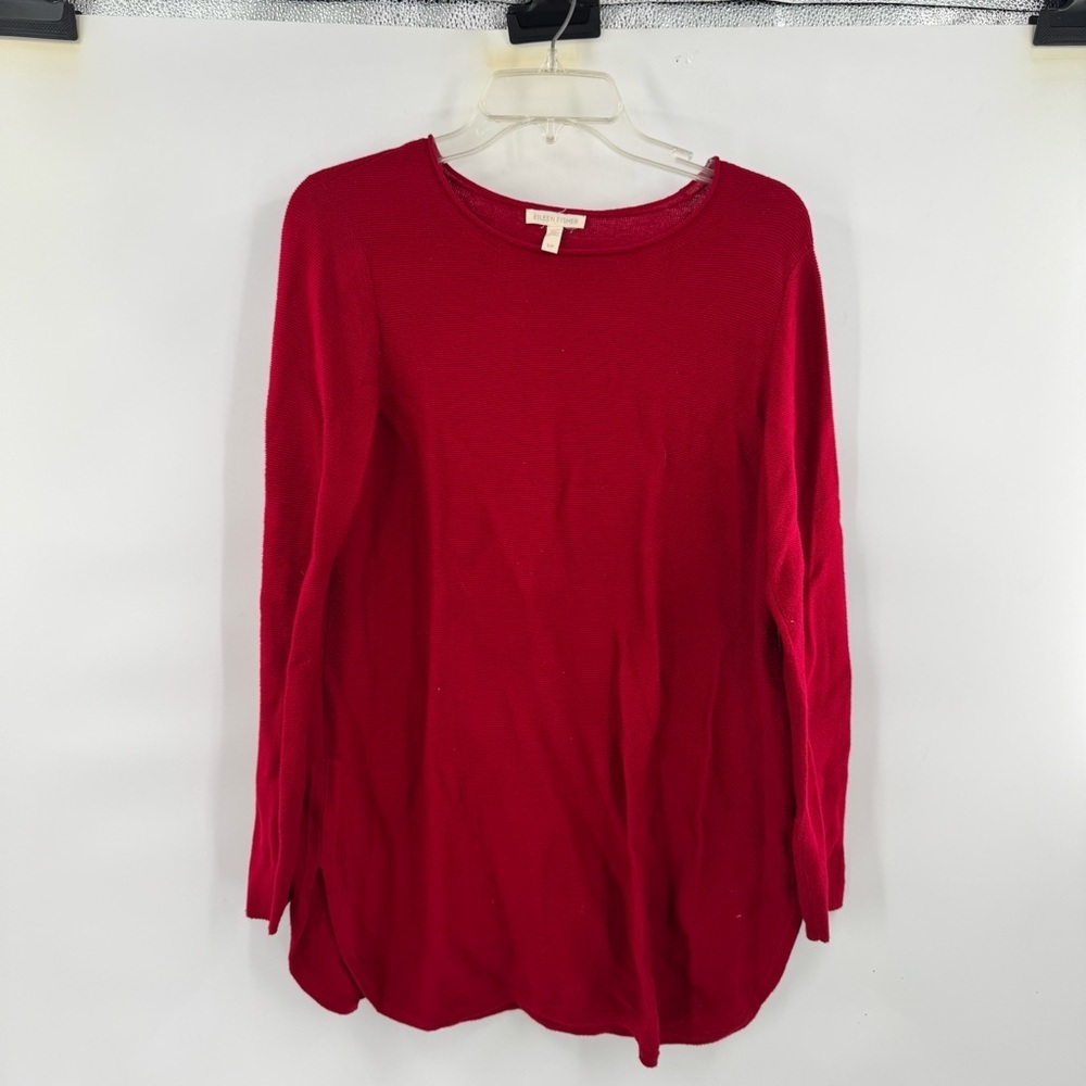 Eileen Fisher Red Long Sleeve Top blouse sweater organic cotton size SP